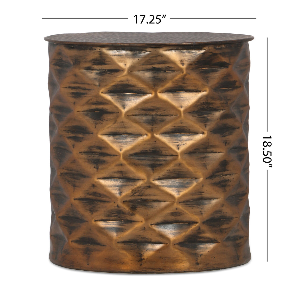 Massie Modern Glam Handcrafted Diamond Pattern Aluminum Side Table by Christopher Knight Home - 17.25" L x 17.25" W x 18.50" H