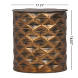 Massie Modern Glam Handcrafted Diamond Pattern Aluminum Side Table by Christopher Knight Home - 17.25" L x 17.25" W x 18.50" H