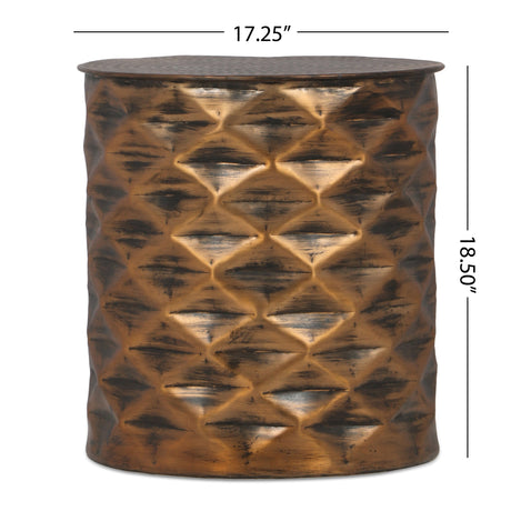 Massie Modern Glam Handcrafted Diamond Pattern Aluminum Side Table by Christopher Knight Home - 17.25" L x 17.25" W x 18.50" H