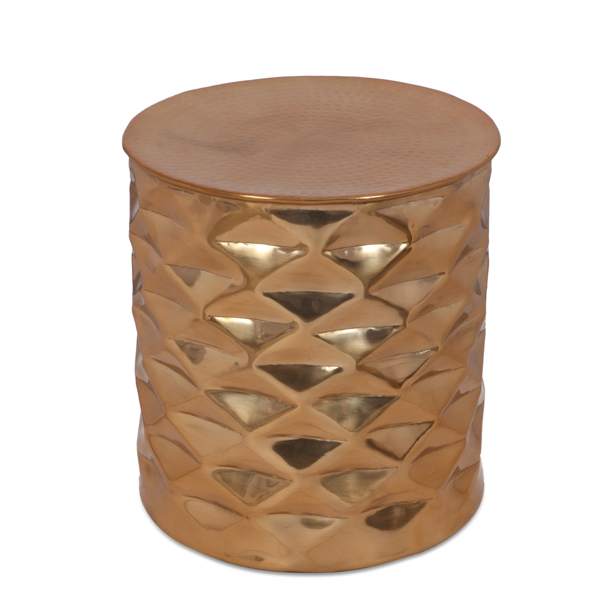 Massie Modern Glam Handcrafted Diamond Pattern Aluminum Side Table by Christopher Knight Home - 17.25" L x 17.25" W x 18.50" H