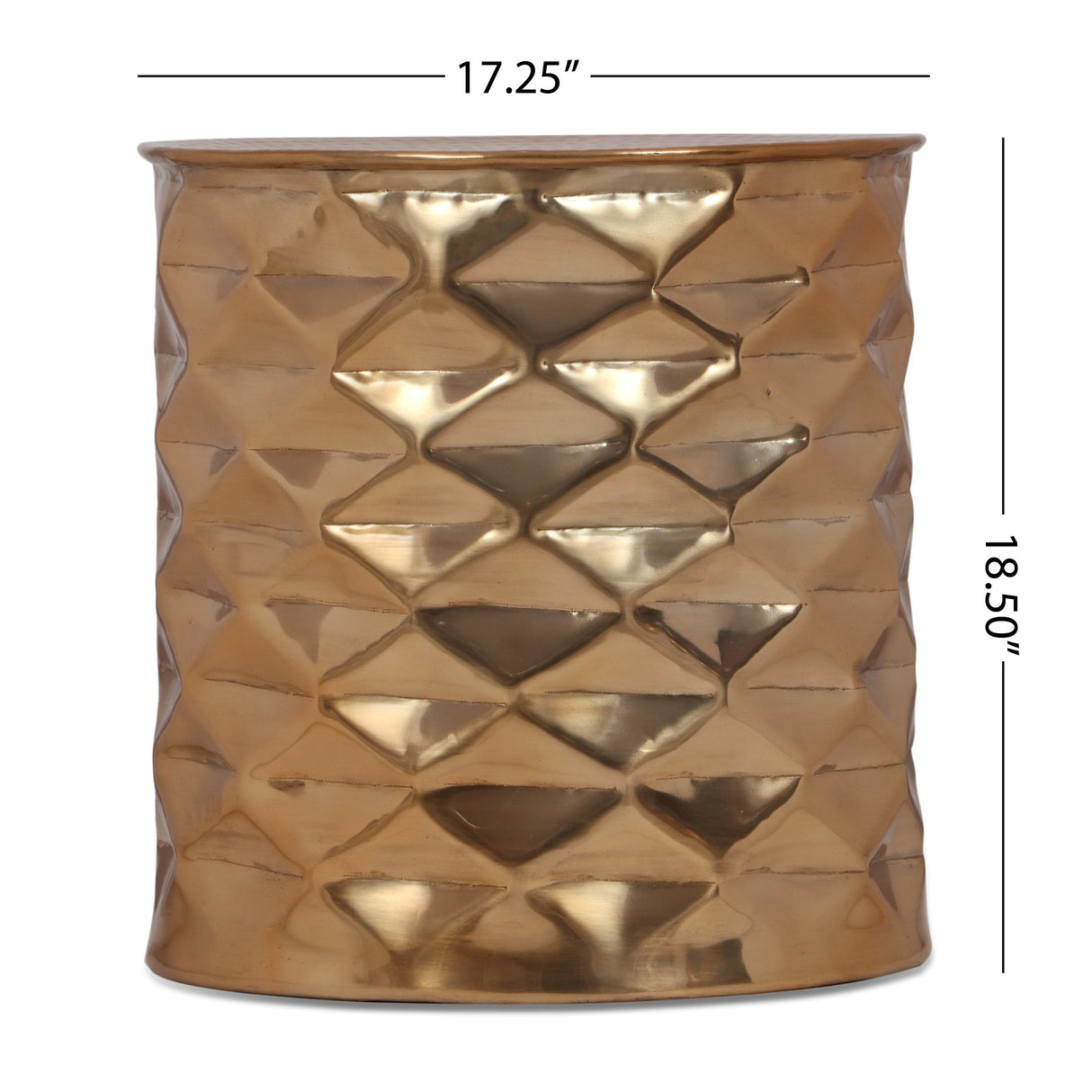 Massie Modern Glam Handcrafted Diamond Pattern Aluminum Side Table by Christopher Knight Home - 17.25" L x 17.25" W x 18.50" H