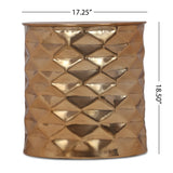 Massie Modern Glam Handcrafted Diamond Pattern Aluminum Side Table by Christopher Knight Home - 17.25" L x 17.25" W x 18.50" H
