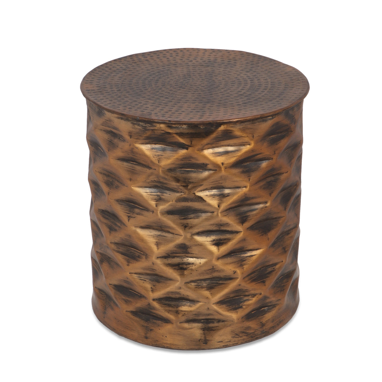 Massie Modern Glam Handcrafted Diamond Pattern Aluminum Side Table by Christopher Knight Home - 17.25" L x 17.25" W x 18.50" H
