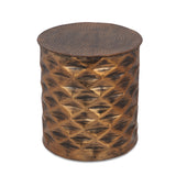 Massie Modern Glam Handcrafted Diamond Pattern Aluminum Side Table by Christopher Knight Home - 17.25" L x 17.25" W x 18.50" H