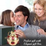 Matashi 24K Gold Plated Pomegranate Fruit Ornament w/ Red Crystals, Perfect for Sukkot, Holidays, Christmas Ornament, Home Decor