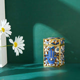 Matashi Hand-Painted Enamel Tzedakah Charity Box Embellished w/ Crystals & a Hamsa Protects Against Evil Eye Motif Design
