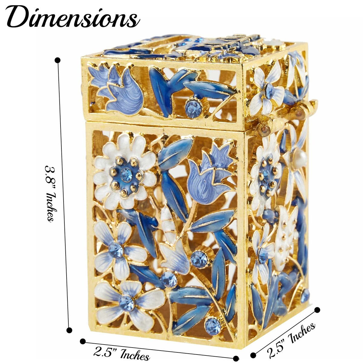 Matashi Hand-Painted Enamel Tzedakah Charity Box Embellished w/ Crystals & a Hamsa Protects Against Evil Eye Motif Design
