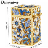 Matashi Hand-Painted Enamel Tzedakah Charity Box Embellished w/ Crystals & a Hamsa Protects Against Evil Eye Motif Design