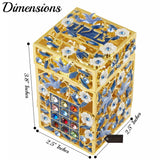 Matashi Hand-Painted Enamel Tzedakah Charity Box, Keepsake Treasure Box Embellished w/ Crystals and a Flower Dove Motif Design