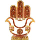 Matashi Oil Candle Holders | Displays 2 Candles | Red & Orange Colors, Intricate Details w/ Crystals | Hamsa, Modern Home Décor