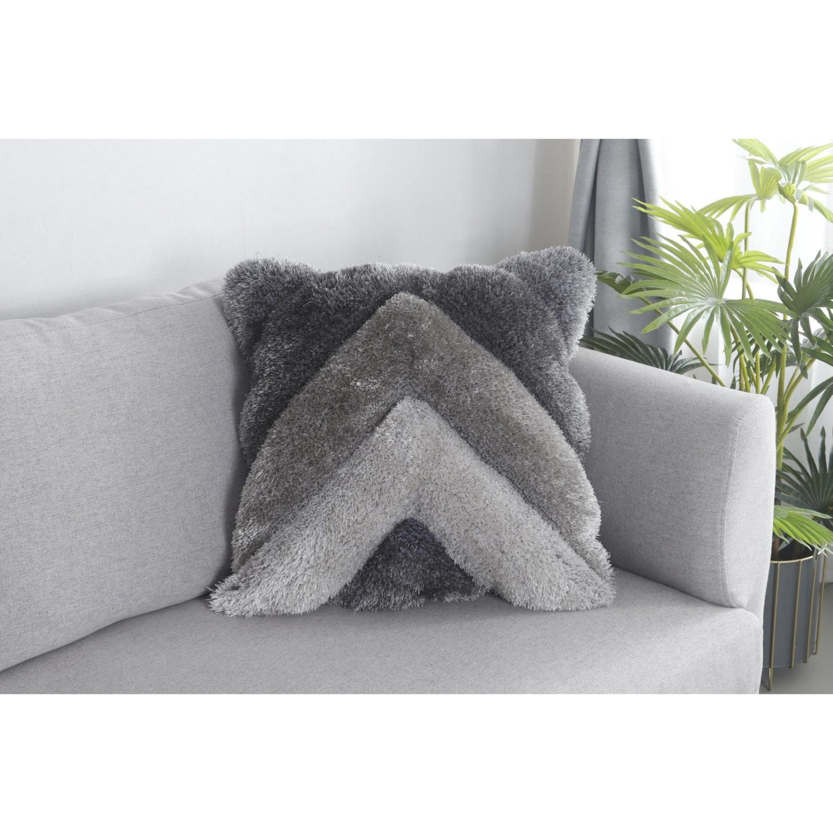Mateos Shag Collection Geometric Shag Pillow, 20 x 20