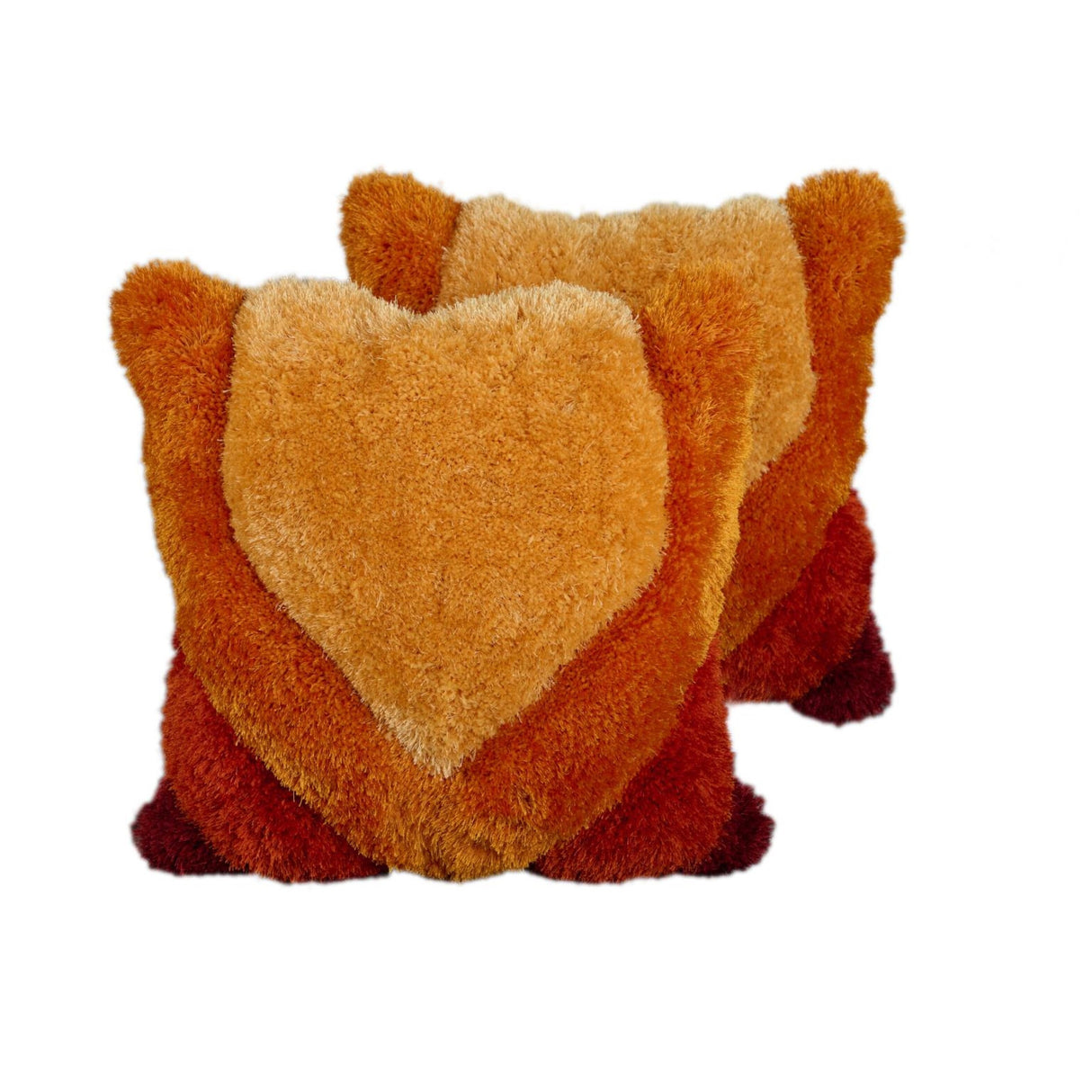 Mateos Shag Collection Orange Geometric Shag Pillow, 20 x 20