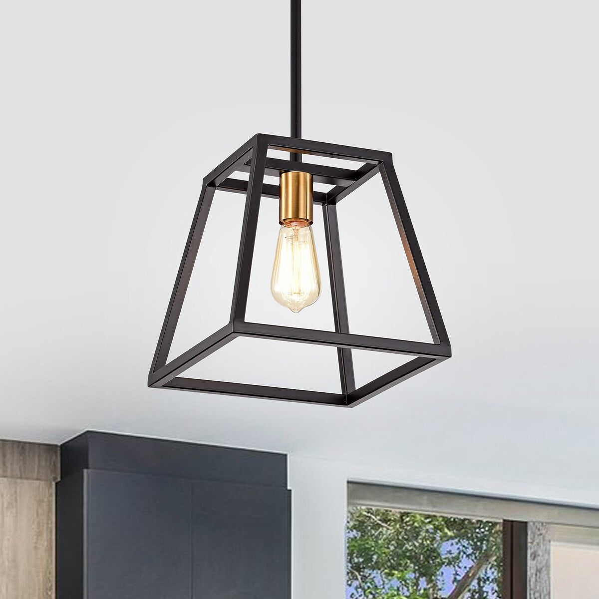 Matte Black 1 Light Dimmable Mini Pendant with 54" Rods - 67*10*10