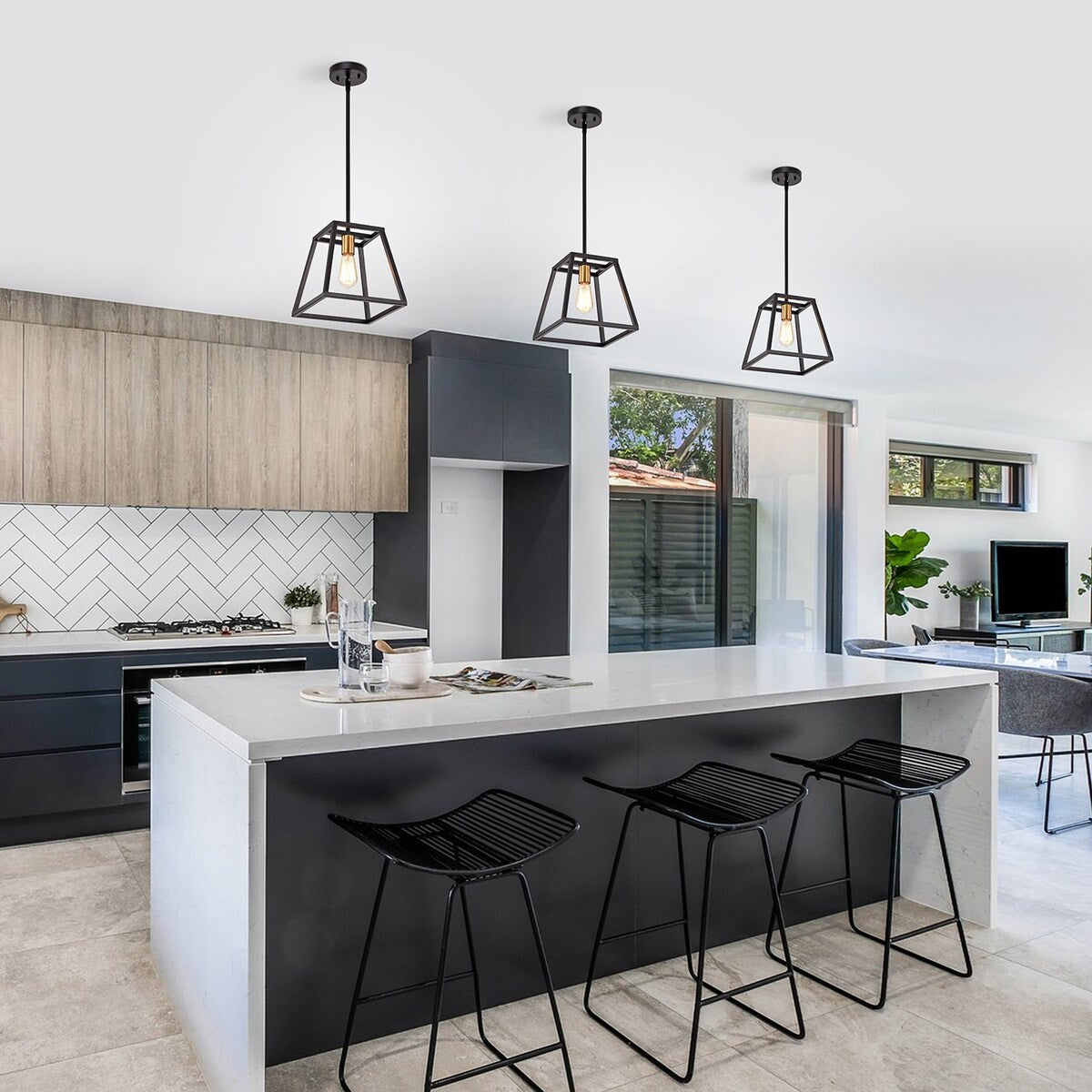 Matte Black 1 Light Dimmable Mini Pendant with 54" Rods - 67*10*10