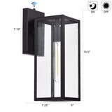 Matte Black 1-Light Outdoor Wall Light with Dusk to Dawn Sensor - 14.5*5*7.25