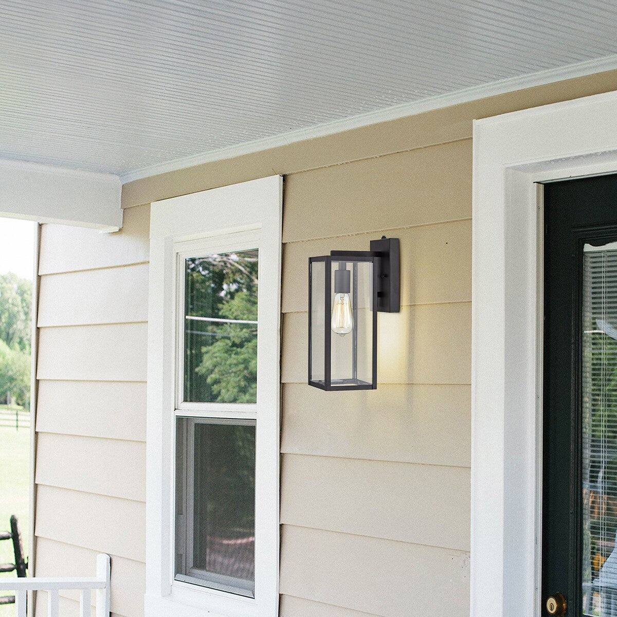 Matte Black 1-Light Outdoor Wall Light with Dusk to Dawn Sensor - 14.5*5*7.25