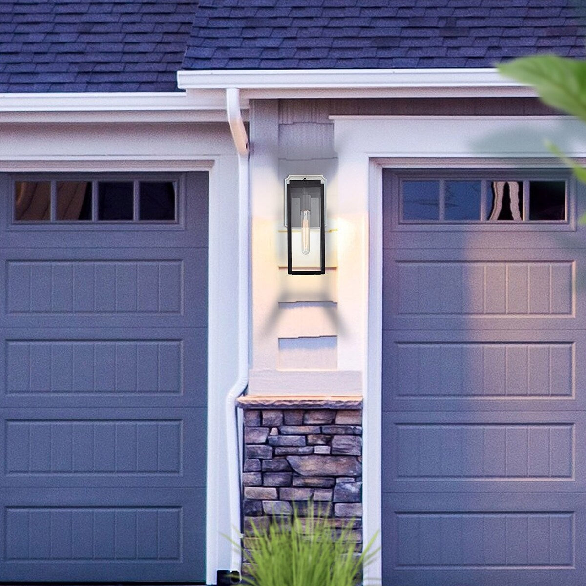 Matte Black 1-Light Outdoor Wall Light with Dusk to Dawn Sensor - 14.5*5*7.25