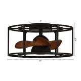 20-inch Matte Black 3-Blade Caged LED Ceiling Fan Fandelier with Light Kit and Remote, Reversible motor