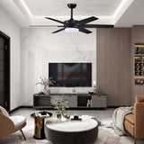 Matte Black 52 in. 6-Speed Integrated LED Indoor 6-Blade Ceiling Fan with Light Kit and Remote Control