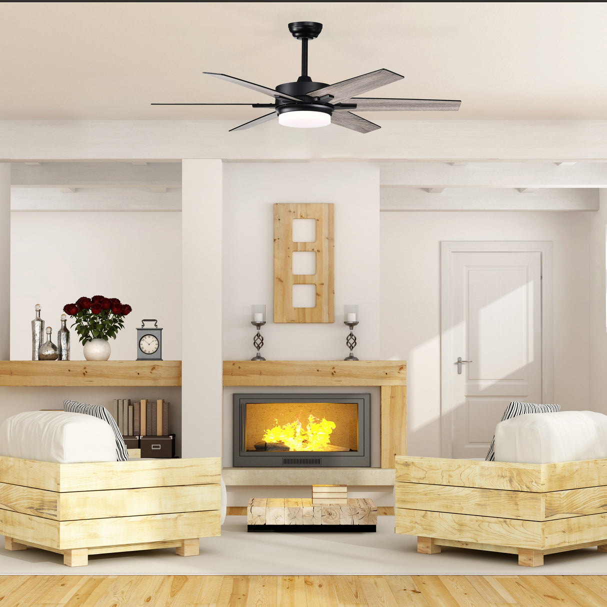 Matte Black 52 in. 6-Speed Integrated LED Indoor 6-Blade Ceiling Fan with Light Kit and Remote Control