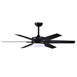 Matte Black 52 in. 6-Speed Integrated LED Indoor 6-Blade Ceiling Fan with Light Kit and Remote Control