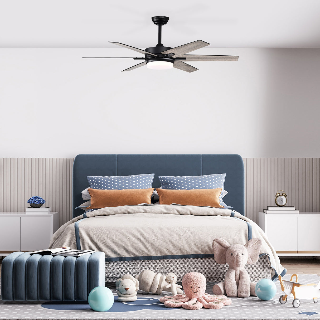 Matte Black 52 in. 6-Speed Integrated LED Indoor 6-Blade Ceiling Fan with Light Kit and Remote Control