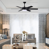 Matte Black 52 in. 6-Speed Integrated LED Indoor 6-Blade Ceiling Fan with Light Kit and Remote Control