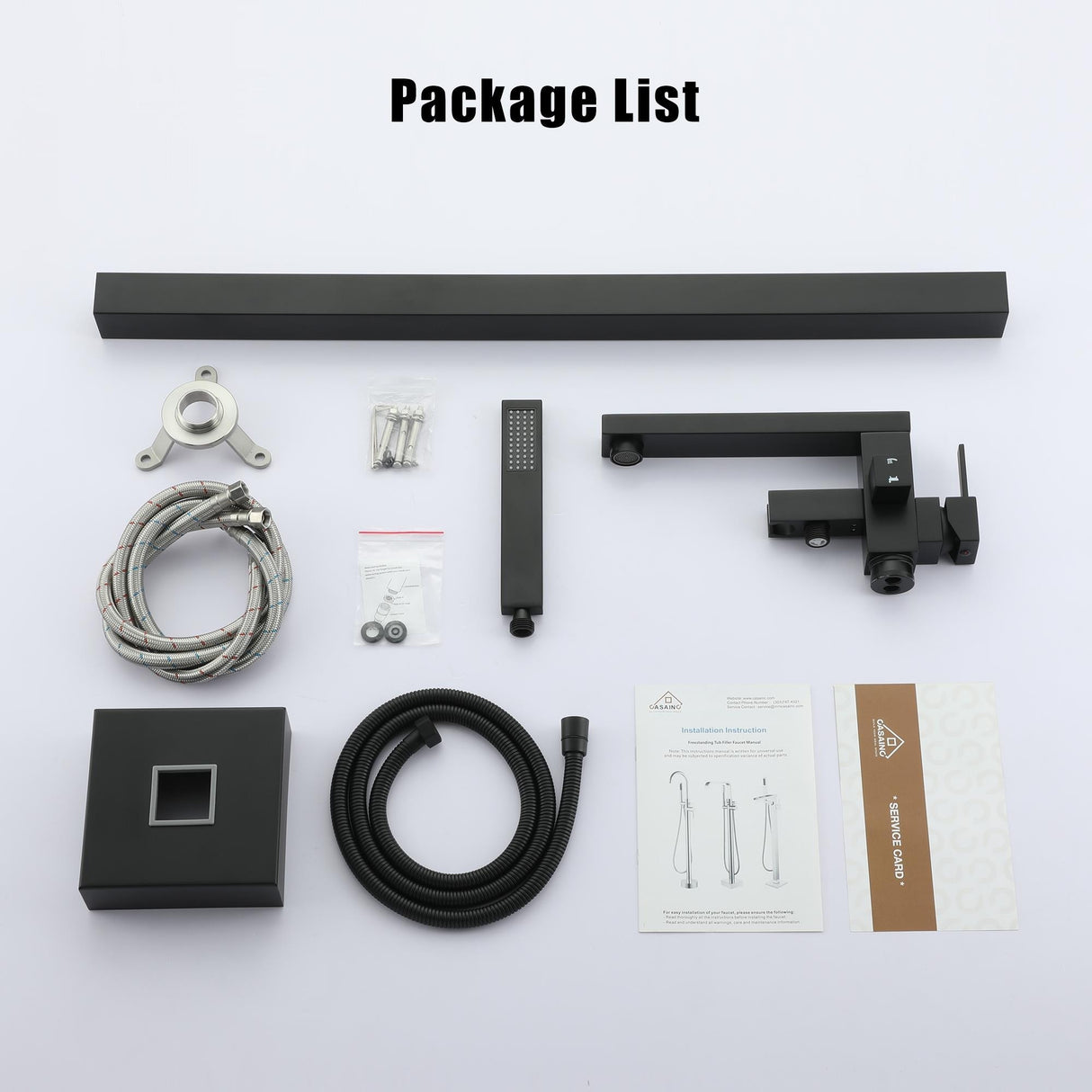 Matte Black Freestanding Tub Filler Faucet with Handshower