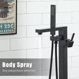 Matte Black Freestanding Tub Filler Faucet with Handshower