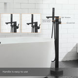 Matte Black Freestanding Tub Filler Faucet with Handshower