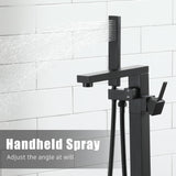 Matte Black Freestanding Tub Filler Faucet with Handshower