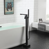 Matte Black Freestanding Tub Filler Faucet with Handshower