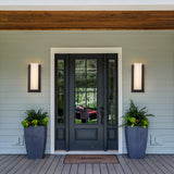 C Cattleya Matte Black Integrated LED Outdoor Wall Lantern Sconce with Glass Shade