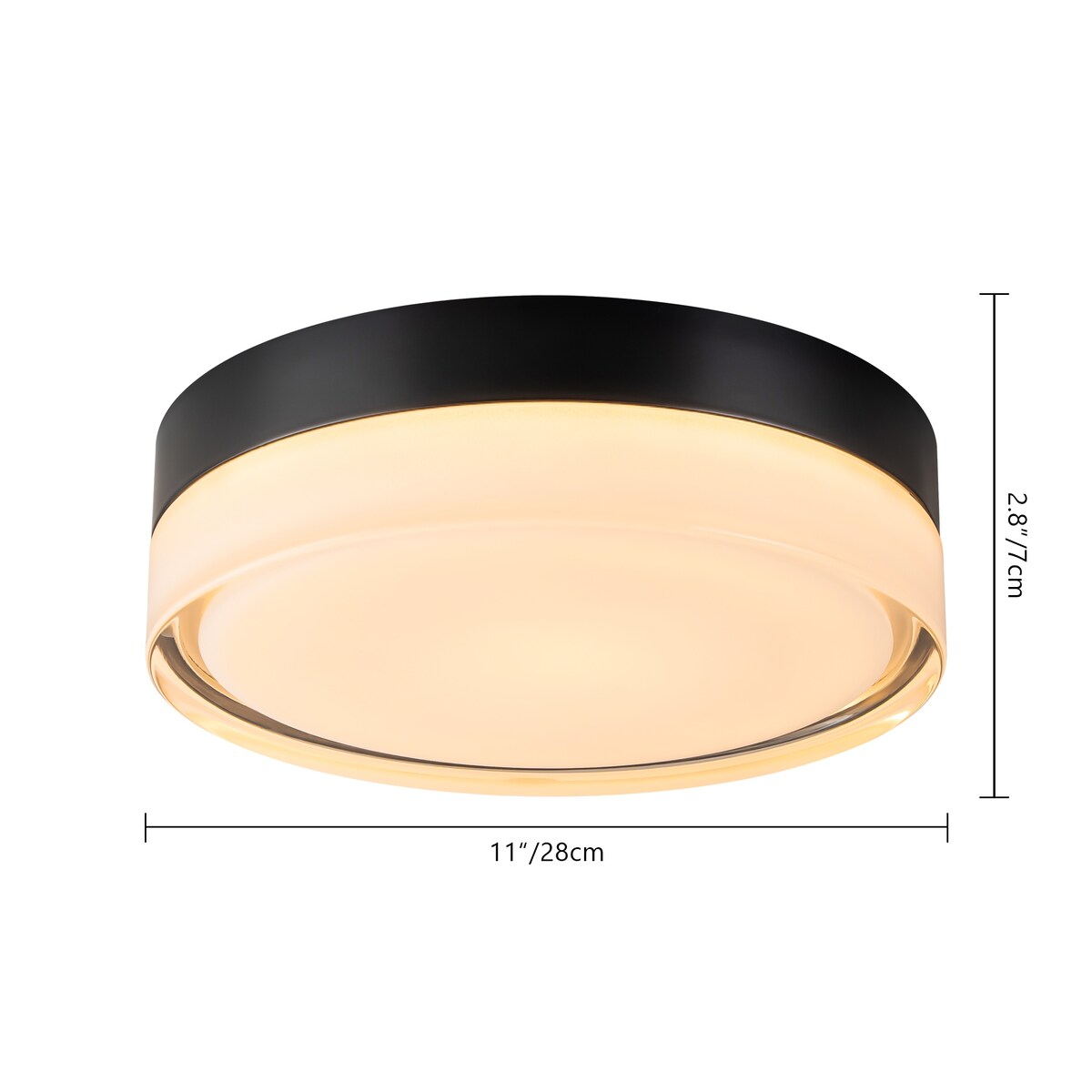 Modern Matte Black Circular Clear Frosted Glass Integrated LED Flush Mount Ceiling Light