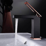 Matte Black Single Handle bathroom Sink Faucet with brass pop up overflow Drain
