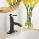Matte Black Single-handle Bathroom Sink Faucet with Drain