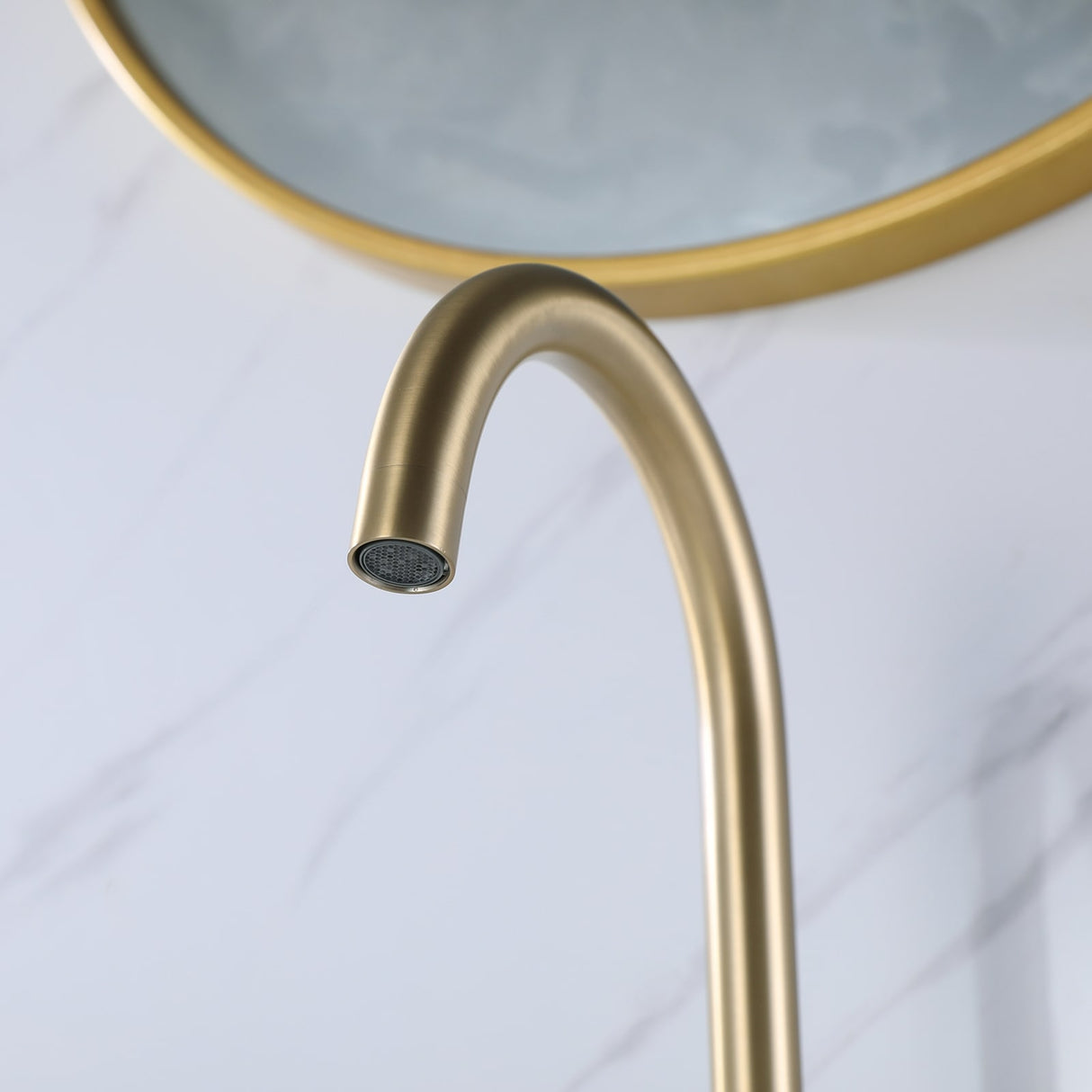 Double Handle 13''H Gooseneck Bathroom Sink Faucet Widespread in Black / Gold