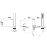 Matte Black Waterfall Bathroom Tub Faucet with Handshower