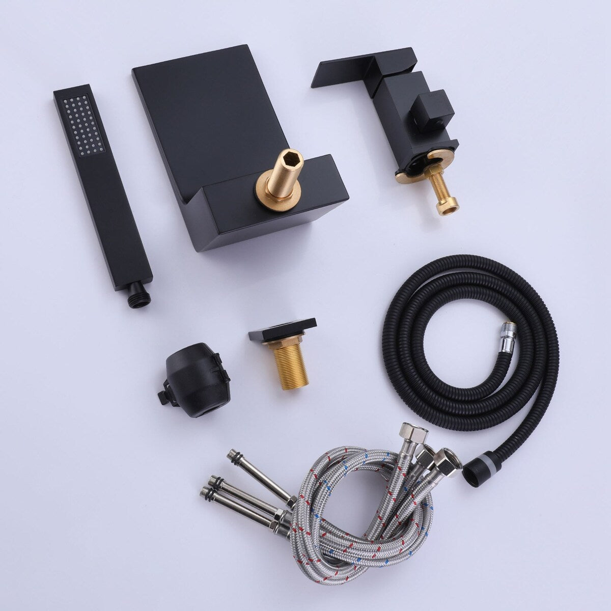 Matte Black Waterfall Bathroom Tub Faucet with Handshower