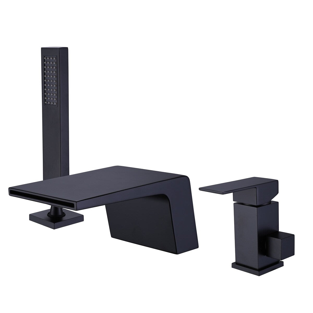 Matte Black Waterfall Bathroom Tub Faucet with Handshower
