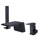 Matte Black Waterfall Bathroom Tub Faucet with Handshower