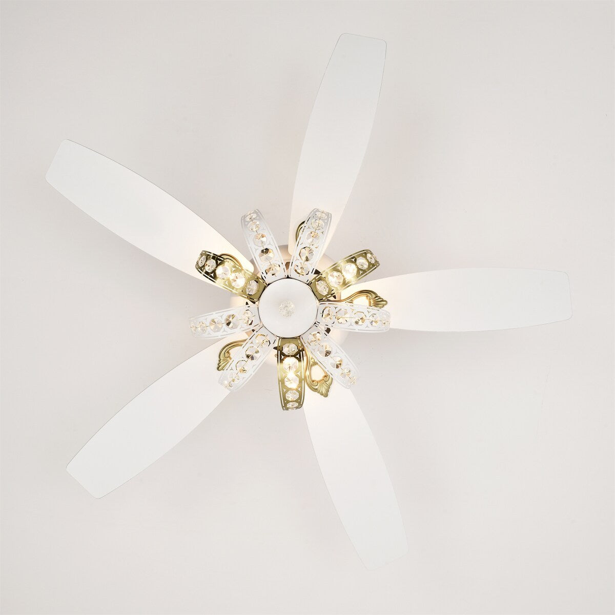 Matte White Crystal Ceiling Fan