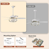 Matte White Crystal Ceiling Fan
