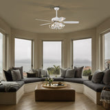 Matte White Crystal Ceiling Fan