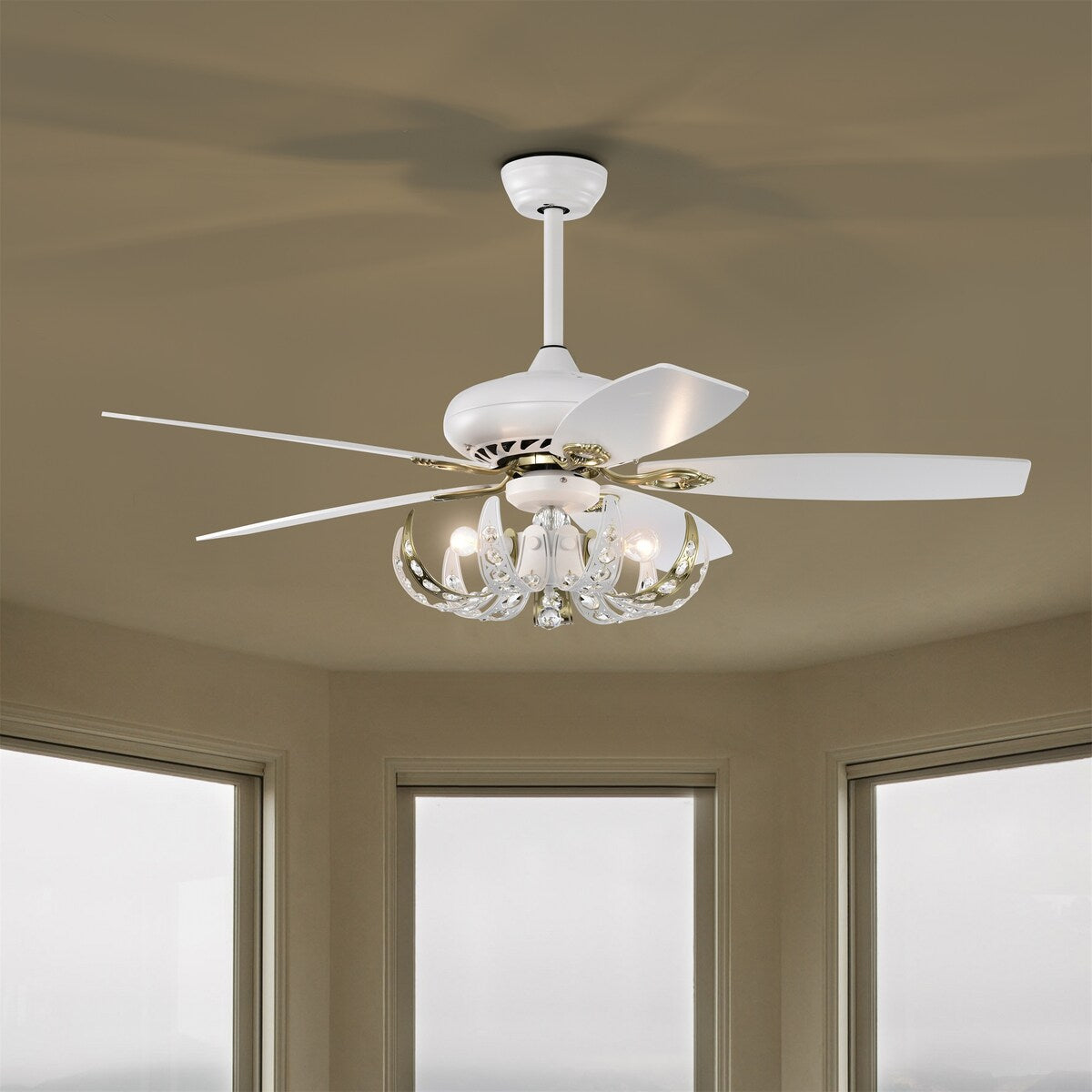 Matte White Crystal Ceiling Fan