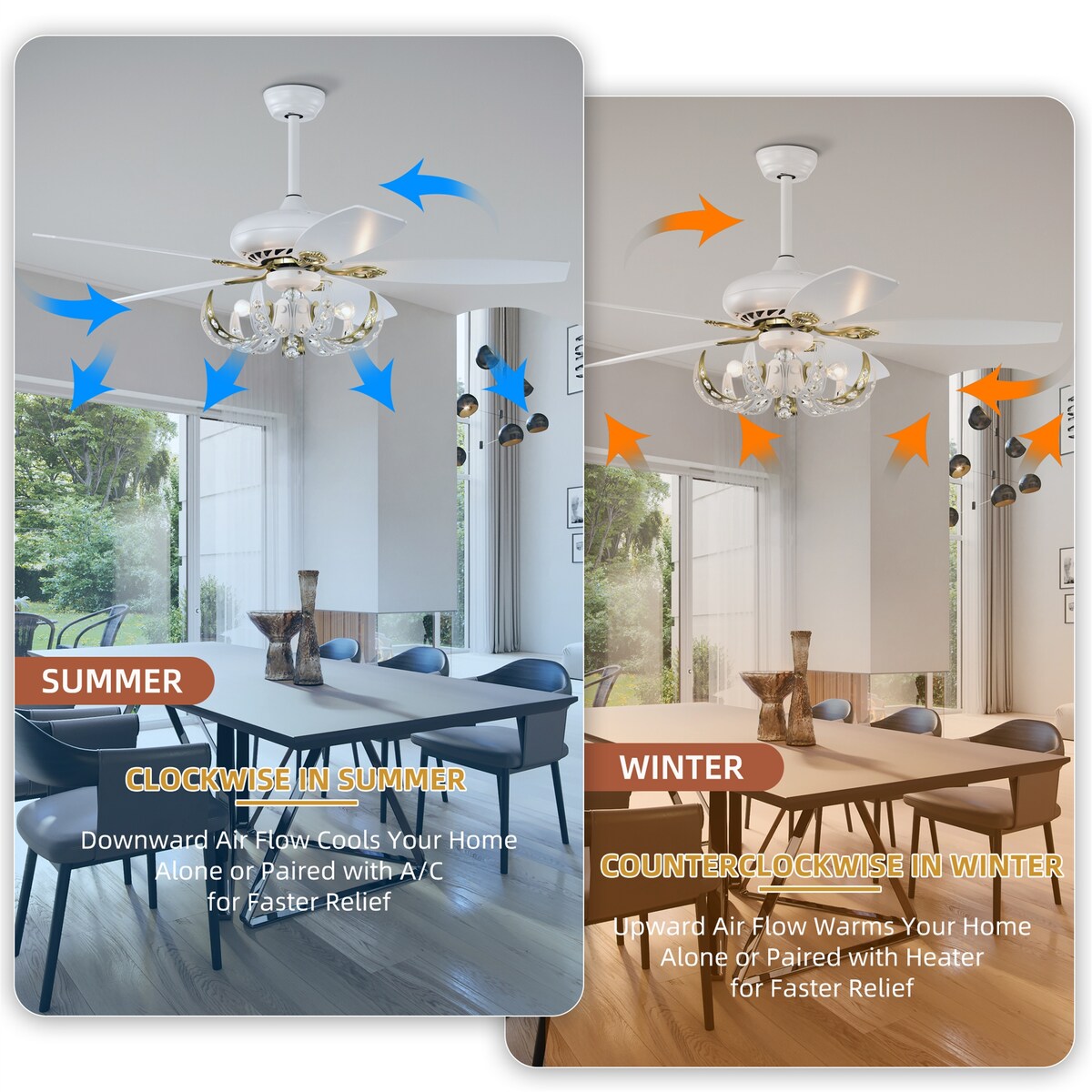 Matte White Crystal Ceiling Fan
