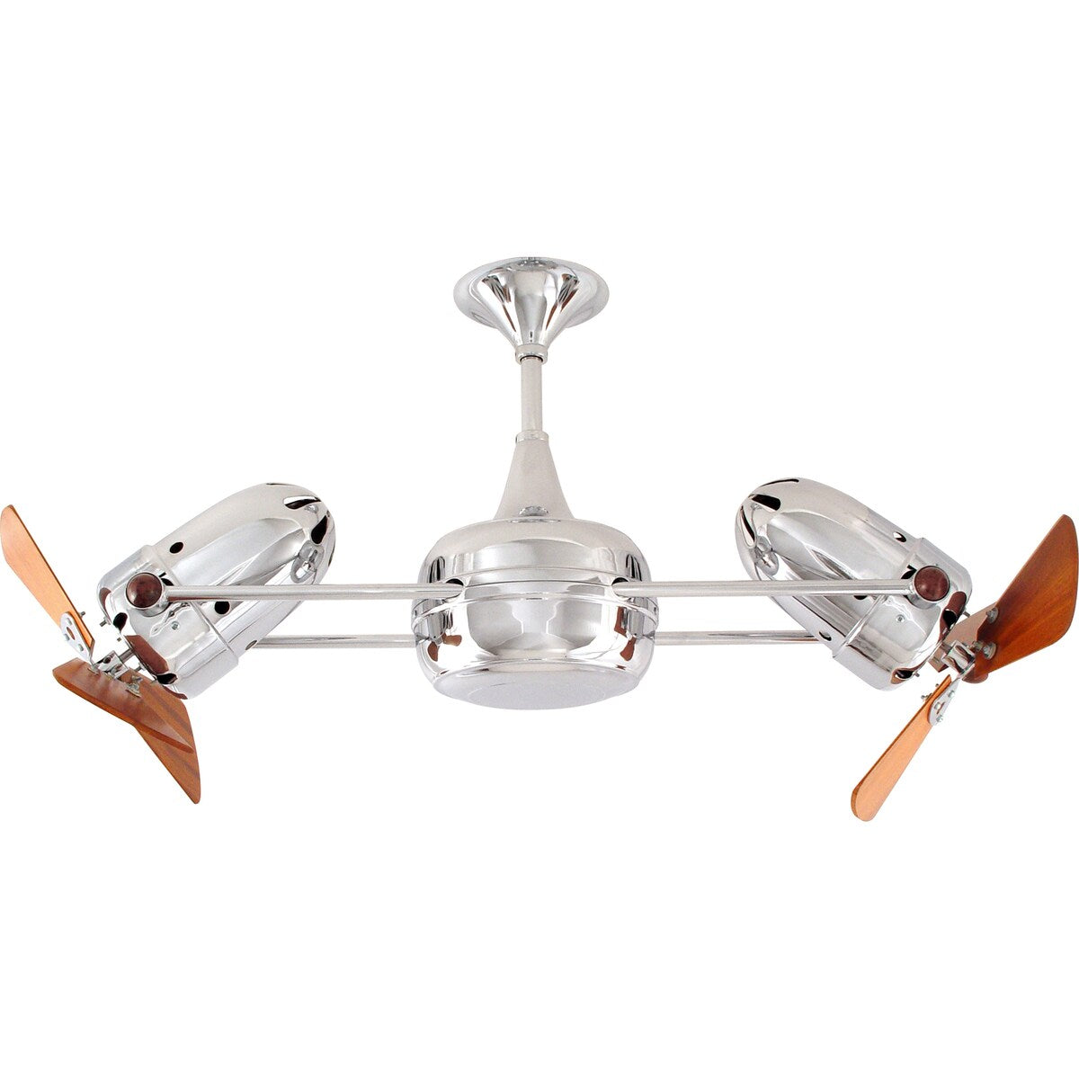 Matthews Fan Company Duplo Dinamico Polished Chrome Damp Rotational Ceiling Fan With Mahogany Blades - Silver