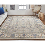 Mattias Tufted Persian Floral Rug, Warm Gray/Blue, Area Rug