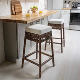 Maui Bohemian Basics Rattan Backless Bar Stool, by JONATHAN Y