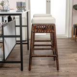 Maui Bohemian Basics Rattan Backless Bar Stool, by JONATHAN Y